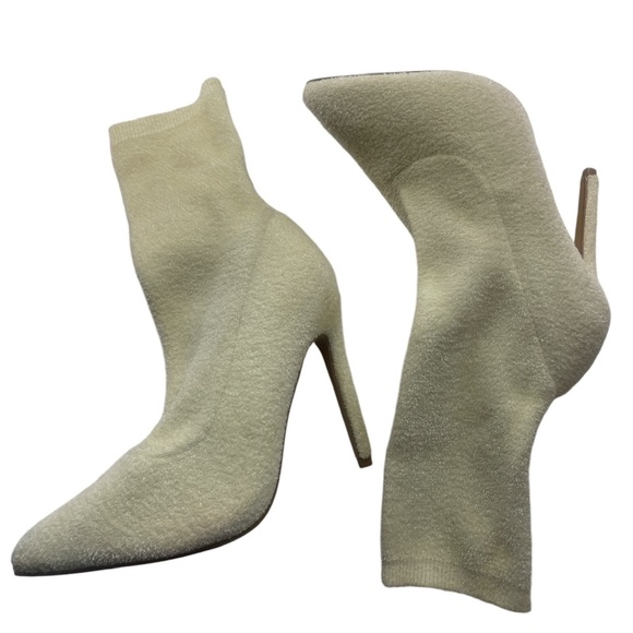 Knit stretch stiletto heel,cream,white, booties, ankle boots, pointy toe, size 7 - Picture 7 of 8